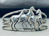 Detailed Intricate Vintage Native American Navajo Horse Sterling Silver Bracelet-Nativo Arts