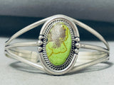 Native American Incredible Vintage Running Bear Green Gaspeite Sterling Silver Bracelet-Nativo Arts
