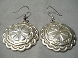 Exquisite Vintage Navajo Sterling Silver Pierced Earrings Native American-Nativo Arts