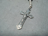 Wonderful Native American Navajo Royston Turquoise Sterling Silver Rosary Necklace-Nativo Arts