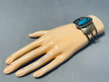 Enchanting Vintage Native American Navajo Blue Diamond Turquoise Sterling Silver Bracelet-Nativo Arts