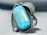 Outstanding Vintage Native American Navajo Blue Gem Turquoise Sterling Silver Ring-Nativo Arts
