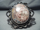 Astounding Vintage Native American Navajo Agate Sterling Silver Bracelet Old-Nativo Arts