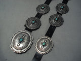 Authentic Vintage Native American Navajo Turquoise Sterling Silver Concho Belt Old-Nativo Arts