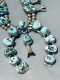 272 Gram Vintage Native American Navajo Turquoise Sterling Silver Squash Blossom Necklace-Nativo Arts