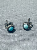 Amazing Vintage Native American Navajo Turquoise Eye Sterling Silver Earrings-Nativo Arts