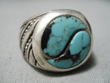 Fascinating Vintage Navajo Turquoise Sterling Silver Ring Native American Old-Nativo Arts