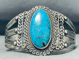 Spectacular Vintage Native American Navajo Blue Diamond Turquoise Sterling Silver Bracelet-Nativo Arts