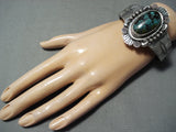 Detail Of Flanks Vintage Native American Navajo Domed Turquoise Sterling Silver Bracelet-Nativo Arts