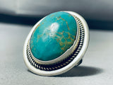 Newsworthy Vintage Native American Navajo Turquoise Sterling Silver Ring Signed B. Chavez-Nativo Arts