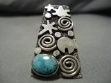 One Of Most Intricate Native American Navajo Turquoise Sterling Silver Ring-Nativo Arts