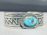 Wylie Native American Navajo Turquoise Sterling Silver Detailed Bracelet-Nativo Arts