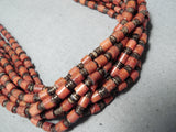 Native American Rare Authentic Santo Domingo Coriz Coral Sterling Silver Heishi Necklace-Nativo Arts