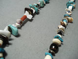 Native American Impressive Vintage Santo Domingo Turquoise Sterling Silver Necklace Old-Nativo Arts