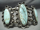 Ultra Rare Vintage Native American Navajo Blue Diamond Turquoise Sterling Silver Bracelet Old-Nativo Arts