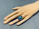 Horse Shoe Vintage Native American Navajo Turquoise Sterling Silver Bead Ring Old-Nativo Arts