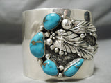 Rare Colossal Vintage Native American Navajo Old Morenci Turquoise Sterling Silver Bracelet-Nativo Arts
