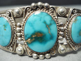 Early Vintage Native American Navajo High Grade Carico Lake Turquoise Sterling Silver Bracelet-Nativo Arts