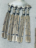 Fabulous Vintage Native American Navajo Sterling Silver Feather Pendant Earrings-Nativo Arts