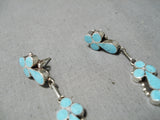 Marvelous Vintage Native American Zuni Blue Gem Turquoise Sterling Silver Earrings-Nativo Arts