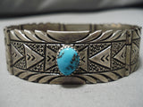 One Of The Best Clasp Vintage Native American Navajo Turquoise Sterling Silver Link Bracelet Old-Nativo Arts