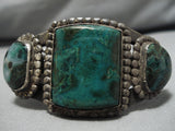 Best Vintage Native American Navajo Chrysocolla Sterling Silver 1930's Bracelet-Nativo Arts