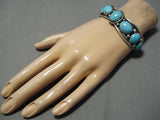 Stunning Vintage Native American Navajo Turquoise Wave Sterling Silver Bracelet Old Cuff-Nativo Arts