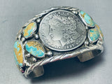 Superior Vintage San Felipe Signed Royston Turquoise Silver Dollar Bracelet-Nativo Arts