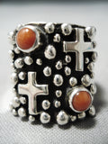 Fabulous Santo Domingo Coral Sterling Silver Ring Native American-Nativo Arts