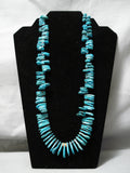 Exceptional Vintage Native American Navajo Teardrop Turquoise Sterling Silver Necklace-Nativo Arts