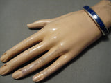 Stunning Vintage Zuni Lapis Inlay Sterling Silver Bracelet Native American-Nativo Arts