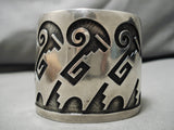 The Best Wide Vintage Native American Hopi Sidney Sekakuku Jr Sterling Silver Bracelet-Nativo Arts