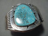 Dramatic Native American Navajo Pilot Mountain Turquoise Sterling Silver Bracelet-Nativo Arts