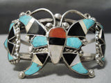 Marvelous Vintage Native American Zuni Native Turquoise Sterling Silver Butterfly Bracelet-Nativo Arts