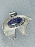 Dazzling Vintage Native American Navajo Charoite Sterling Silver Bear Pendant-Nativo Arts