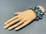 Spectacular San Felipe Signed Blue Gem Turquoise Sterling Silver Dimes Cuff-Nativo Arts