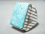 Colossal Navajo Old Kingman Turquoise Sterling Silver Ring Native American-Nativo Arts