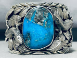 215 Gram Monster Lizard Native American Turquoise Sterling Silver Bracelet-Nativo Arts