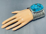 200 Gram Monster Gilbert Turquoise Native American Navajo Sterling Silver Bracelet-Nativo Arts