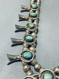 Women's Vintage Native American Navajo Royston Turquoise Sterling Silver Squash Blossom Necklace-Nativo Arts
