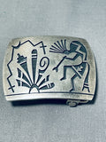 Impressive Vintage Signed Native American Hopi Sterling Silver Kokopelli Buckle-Nativo Arts