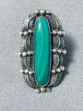 Spectacular Vintage Native American Navajo Malachite Sterling Silver Ring-Nativo Arts