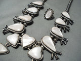 Women's Heart Vintage Native American Navajo Shell Sterling Silver Squash Blossom Necklace Old-Nativo Arts