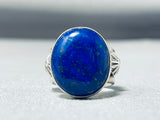 Vibrant Native American Navajo Lapis Sterling Silver Ring Signed-Nativo Arts