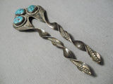 Quality Vintage Native American Navajo Turquoise Sterling Silver Hair Barrette Clip Old-Nativo Arts