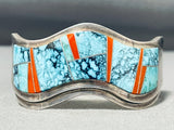 Best Wave Spiderweb Turquois Einlay Vintage Native American Navajo Sterling Silver Bracelet-Nativo Arts