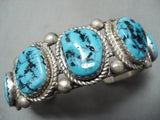 Tremendous Vintage Native American Navajo Sleeping Beauty Turquoise Sterling Silver Bracelet Old-Nativo Arts