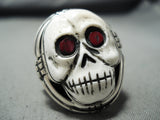 Native American Important Completely Hand Carved Skeleton Sterling Silver Ring-Nativo Arts