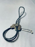 One Of Most Intricate Vintage Native American Navajo Sterling Silver Horse Turquoise Bolo Tie-Nativo Arts