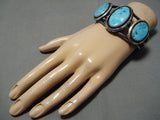 Amazing Vintage Native American Navajo Old Morenci Turquoise Sterling Silver Bracelet-Nativo Arts